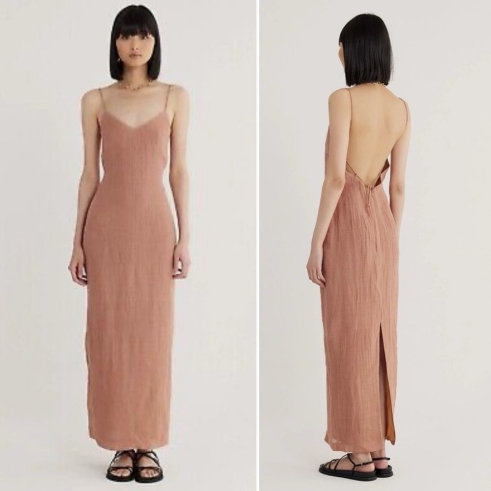 Sculpted Slip Midi Dress in Dusty Rose